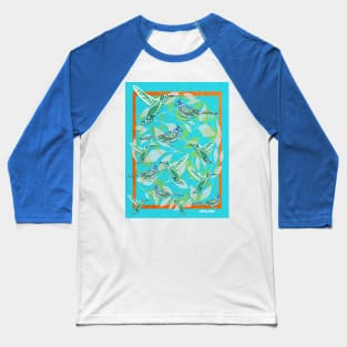 hummingbird and mockingbird, birds birdy pattern ecopop Baseball T-Shirt